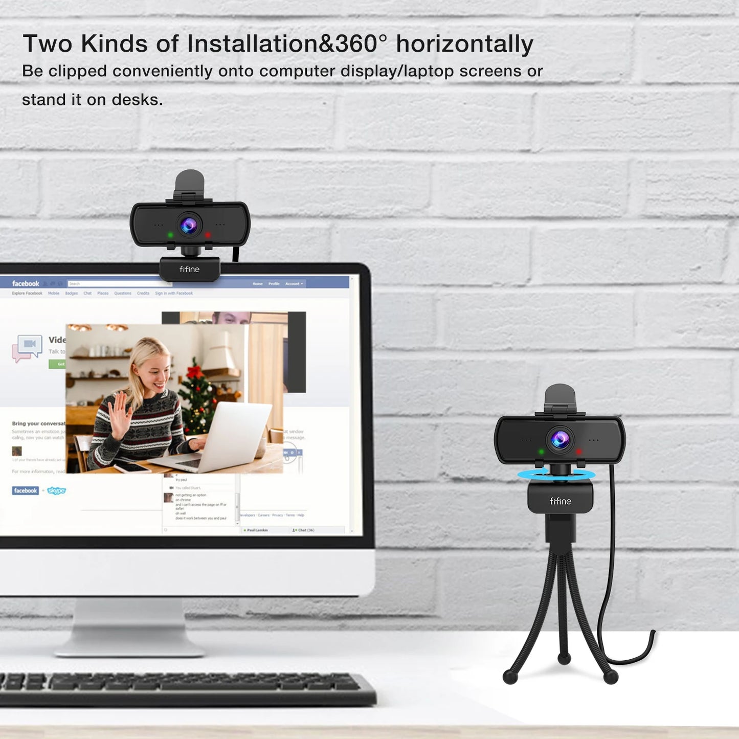 FIFINE K420 1440p HD Webcam with Mic & Tripod for Streaming & Video Calls