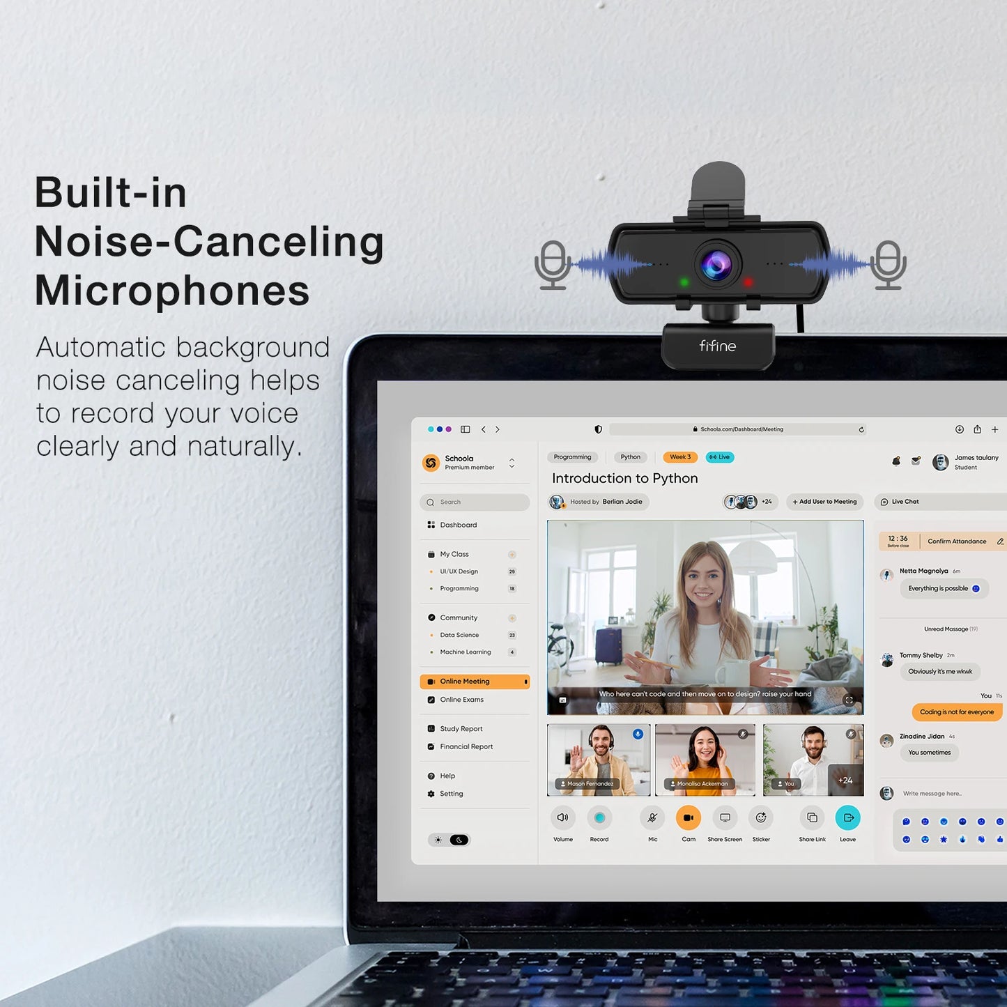 FIFINE K420 1440p HD Webcam with Mic & Tripod for Streaming & Video Calls