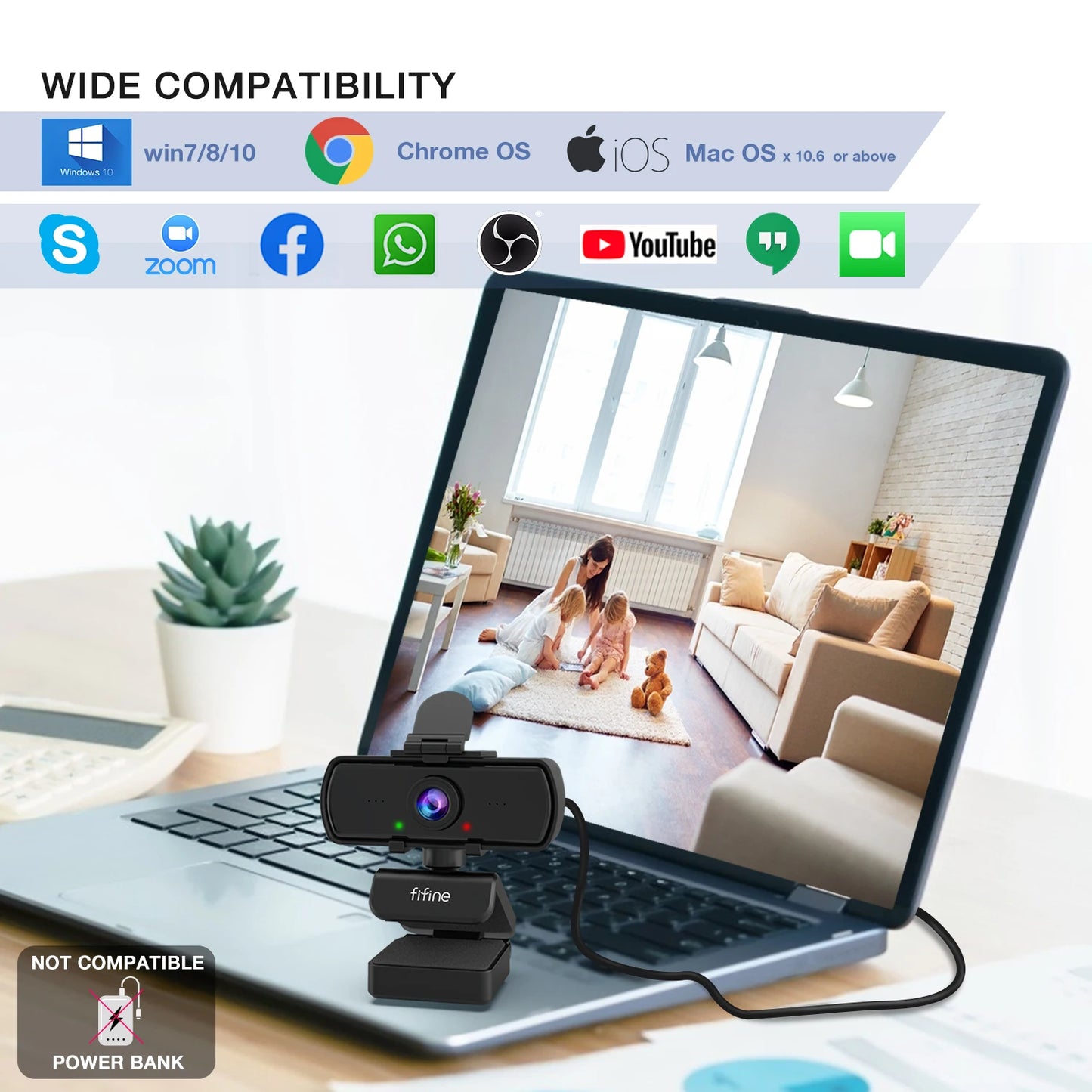 FIFINE K420 1440p HD Webcam with Mic & Tripod for Streaming & Video Calls