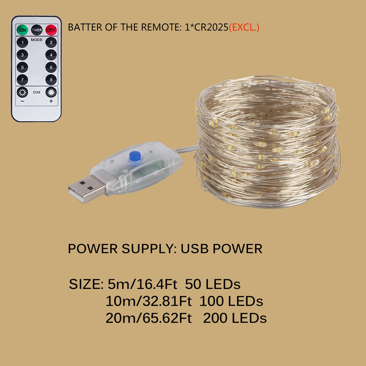 Fairy Glow USB/Battery LED String Lights
